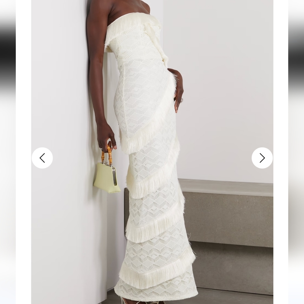 Patbo Crochet Strapless Fringe Trim Maxi Dress - Picture 11 of 14
